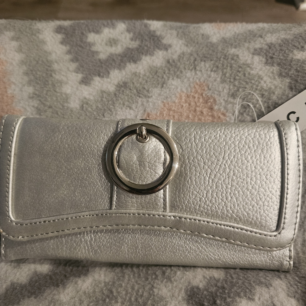 Silver Wallet with Polished Finish and Flap Closure